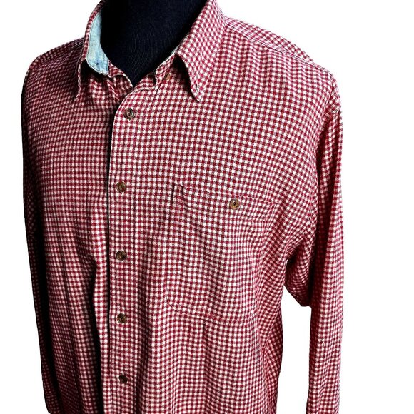 Vintage Chaps Ralph Lauren Shirt Mens XL red check Flannel Button Up Cotton - Picture 4 of 12